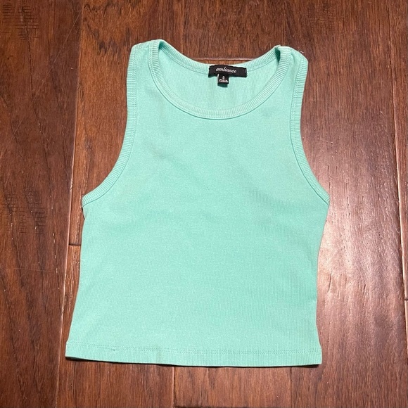 Ambiance Tops - Ambiance Teal Stretch Ribbed Racerback Sleeveless Tank Top